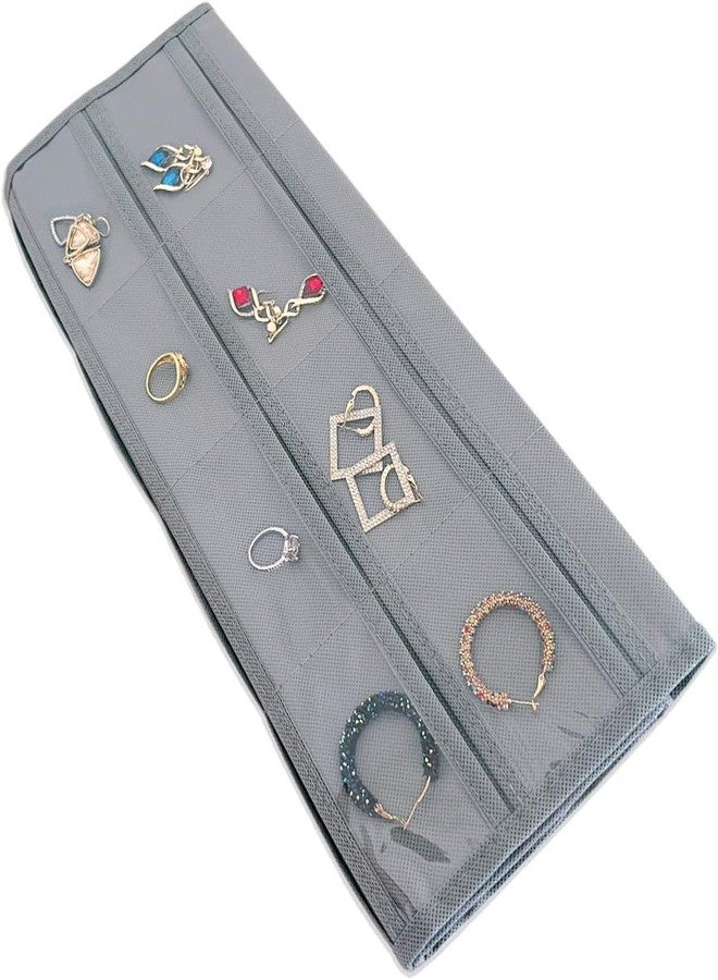 Blendmix Hanging Jewelry Organizer 48-Pocket Dual-sided Jewelry Storage for Jewelry Earring Necklace Bracelet Ring Storage Travel Holder, GREY - Image 2